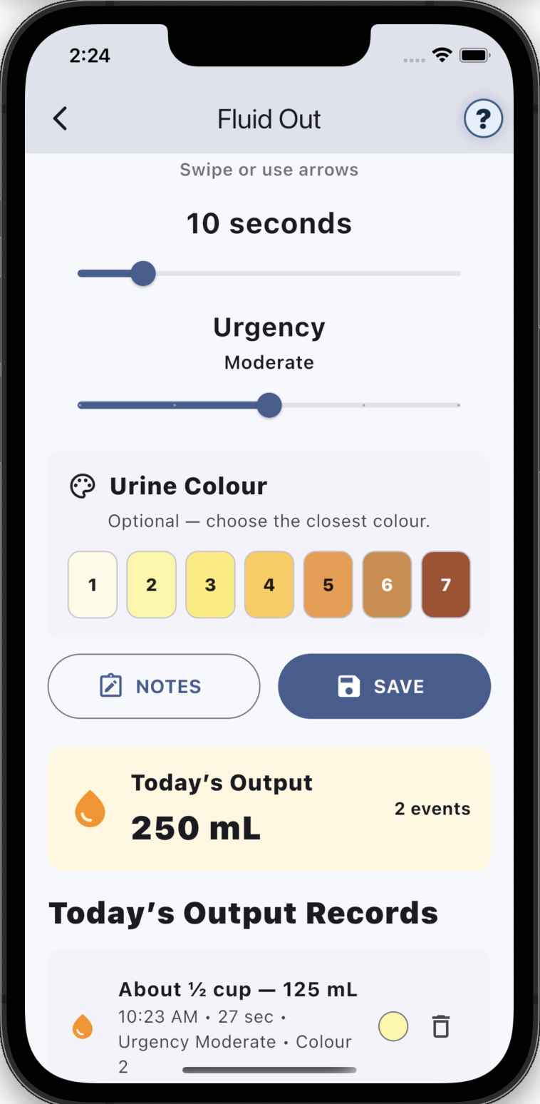 Fluid Out options and records